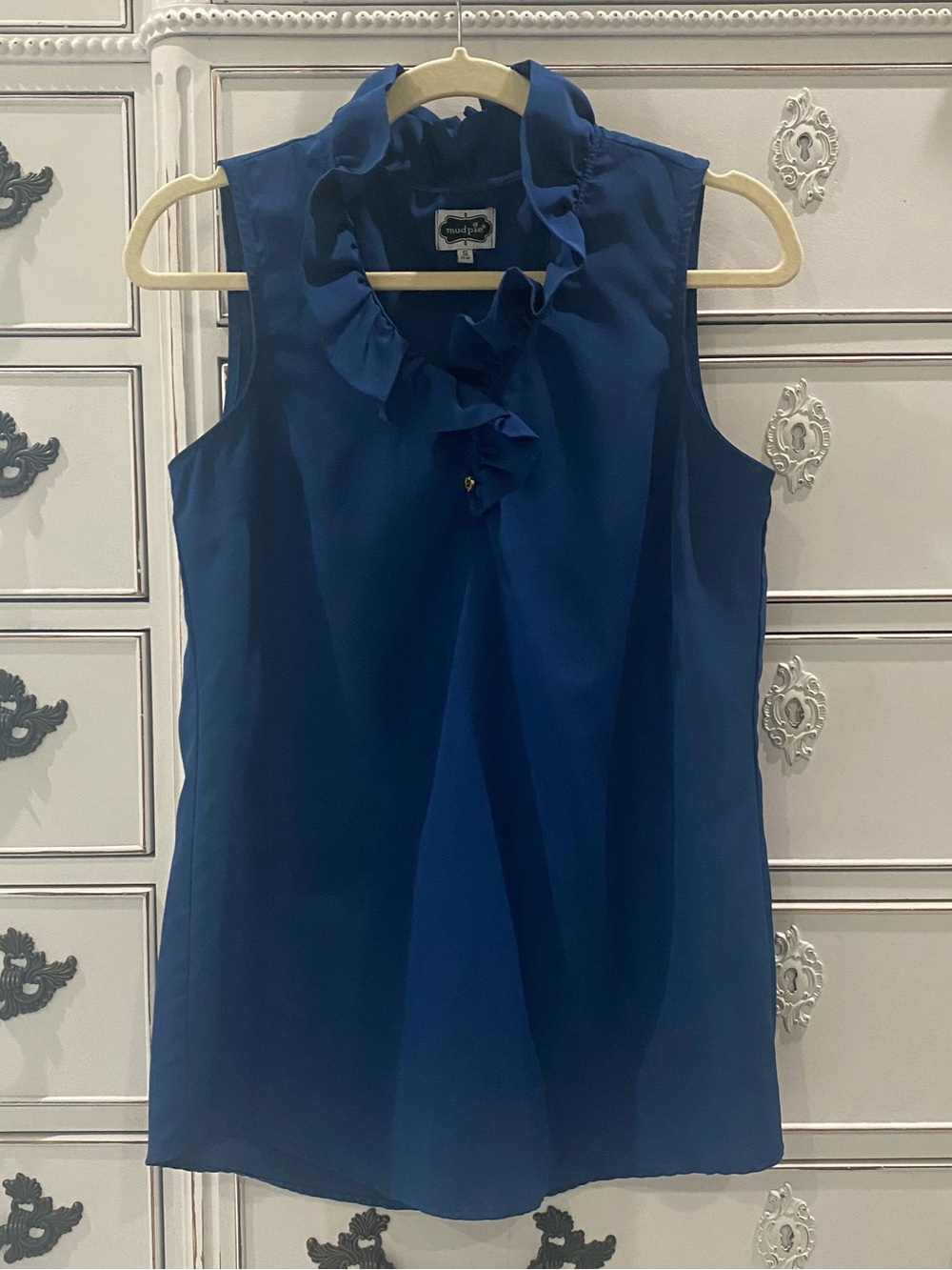 Mud Pie Navy Blue Shell Top Size Small